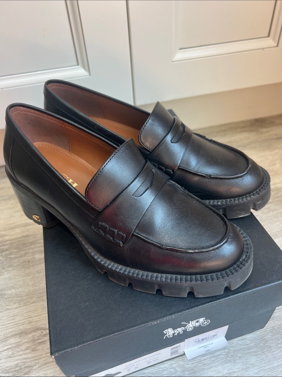 Coach Shoes - COACH Black Leather Penny Loafers for Women